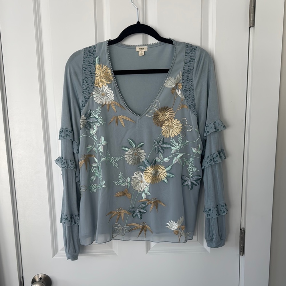 Anthropologie Floral Embroidered Blouse
